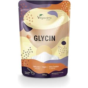 Vegavero GLICINA Vegavero® | 300 g in Polvere | 100% L-Glicina Pura | Senza Additivi | Integratore per Dormire Meglio e per Articolazioni | con Misurino | Vegan