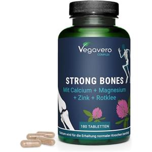 Vegavero Calcio, Magnesio e Zinco | Per Ossa, Dolori Articolari, Stanchezza e Sistema Immunitario | Con Trifoglio Rosso | Vegan | Senza Additivi | No OGM | Vegavero®
