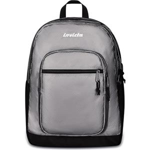 Invicta Zaino Scuola Jelek Metallic, Grigio, Doppio Scomparto Con Tasca per PC e Tasca per Borraccia, 34 lt, Scuola Media e Superiore, Zaino Ragazza e Ragazzo