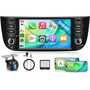 Rimoody 2G+64G Autoradio Android per FIAT Punto 2010-2016, 6.2 Pollici Schermo Tactile Stereo FIAT Punto Evo con Carplay Senza Fili Android Auto Navi GPS WiFi Mirror Link Bluetooth FM/RDS/EQ SWC Retrocamera