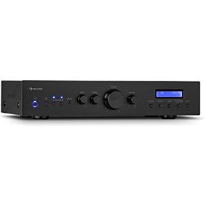 Auna Amplificatore Audio Stereo Hifi Bluetooth con Controllo Alti e Bassi, AUX, per Casse e Subwoofer 2 Canali, con Telecomando e Radio DAB