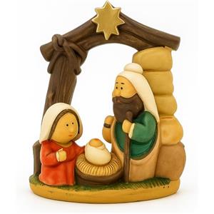 Gesar art in progress Gesar Presepe moderno completo con capanna in legno e statuine natività 13cm - presepio di Natale con personaggi artigianali - decorazione natalizia elegante per casa e chiesa