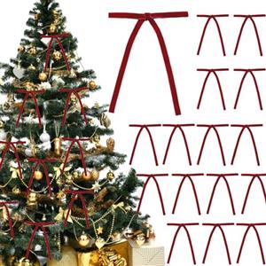 Yanmucy Fiocchi in velluto per albero di Natale, 24 pezzi fiocchi con nastro e paillettes per decorazioni dell'albero di Natale, fiocchi bordeaux per decorazioni per ghirlande natalizie, confezioni