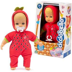 Cicciobello - Bambola Con Morbido Con Completino A Tema Fragola, My love Fruits Bambolotto Alto 24 cm, Ciuccio Incluso, Per Bambini e Bambine Dai 2 Anni
