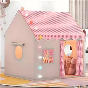 MUHMUH Casa giocattolo per bambini, tenda da letto per bambini, tenda da gioco per interni, tenda da principessa con finestre, casetta giocattolo per bambini, decorazione per la cameretta dei bambini (rosa)