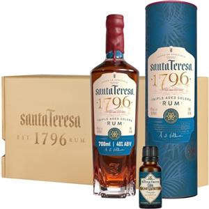 Santa Teresa Rum Solera a triplo invecchiamento Santa Teresa 1796 e bitter al cacao in un cofanetto regalo in latta, Vol. 40%, 70 cl / 700 ml, Idea regalo e ingrediente per cocktail, la confezione può variare