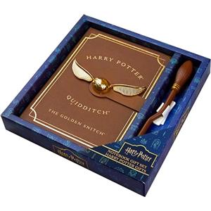 Harry Potter Taccuino A5 Set, Diario con Manico di Scopa Penna Boccino d'oro, Rigida Diario Bambina Materiale Scolastico Regali Bambini (Penna a Bacchetta Marrone)