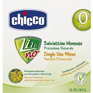 CHICCO Salviettine Monouso Anti-Zanzare con Citronella e Lillà d'India - Protezione Naturale per la Pelle Sensibile del Bambino