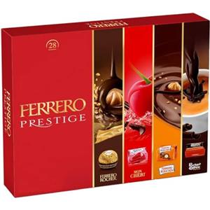 Generico Maxi Confezione Prestige di 28 Cioccolatini Assortiti con Rocher, Pocket Coffee, Kusschen e Moncheri, Scatola Elegante, per ferrero Prestige 319g