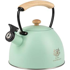 KARL HAUSMANN Bollitore Acqua per Induzione - 2.5L - Menta Bollitore Acciaio Inox non Elettrico - Teiera Fischio per Gas da Fornello - Tea Kettle Stove Induction
