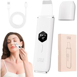 CARER SPARK Pulizia Viso Ultrasuoni,Peeling Ultrasonico Facial Skin Scrubber 4 Modalità Regolabili USB Ricaricabile Schermo LED Pulizia Profonda Rimozione Comedoni Esfoliazione Delicata