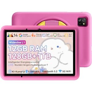Blackview Tablet per bambini TabA6Kids Android 14, 12 GB di RAM + 128 GB di ROM (1 TB TF) Tablet Octa Core per bambini, 10 pollici HD 1280 x 800, Widevine L1, 5100 mAh, doppia fotocamera 5 MP + 8 MP