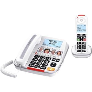 Swissvoice Telefono Combo per Anziani Cordless + Fisso Amplificato Suoneria Forte Volume Alto Vivavoce Tasti Grandi Parlanti Call Blocker Black List Blocco Chiamate Segreteria Apparecchi Acustici HAC