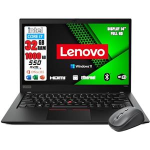 Lenovo GREEN EDITION T490s, Pc portatile Intel Core i7-8th Pronto All'Uso office 365, Notebook Con Display HD da 14, Ram 32Gb, SSD nvme1Tb, Garanzia Italiana con mouse wireless in omaggio