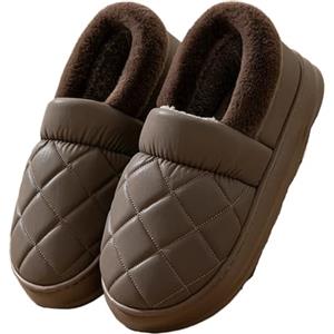 DSFIHJO Ciabatte Uomo Pantofole invernali calde da uomo di grandi dimensioni, impermeabili, for la casa, camera letto, le scarpe casual, for interni, antiscivolo, con suola spessa(Coffee,50-51)