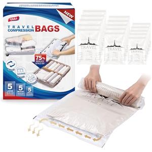 TAILI Sacchetti Sottovuoto Vestiti Viaggio 15 Pezzi 3 Taglie 70 x 45 CM, 60 x 40 CM, 50 x 35 CM Riutilizzabili Sacchetti Sottovuoto per Viaggio, Valigia, Zaino, Senza Pompa Necessaria