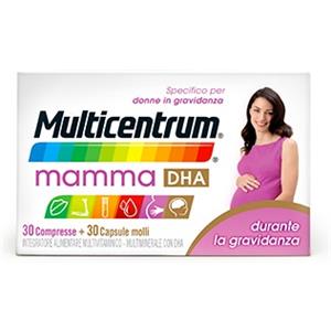 Pfizer Multicentrum Mamma DHA - Integratore Multivitaminico per Donne in Gravidanza con Acido Folico e DHA - 30 Compresse 30 Capsule