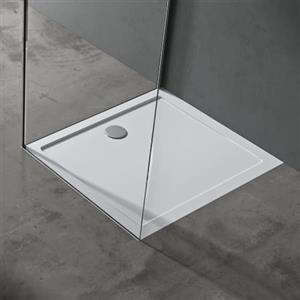 doporro Piatto Doccia Rettangolare 90x100 H 4 cm in Acrilico Rinforzato Bianco Lucido, Installazione Filo Pavimento - Faro2