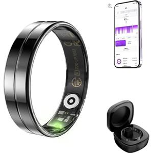 Rubu22a 2025 Nuovo Anello Intelligente Uomo Donna, Anello Fitness Tracker Anello Salute con Frequenza Cardiaca, SpO2, Tracker Sonno, 100+ Modalità Sport IP68 Impermeabile Anelli Intelligenti per