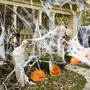 UNIHOC Ragnatela Halloween,200g Spider Web+30 Nero Finti Ragni, Decorazioni Di Halloween Di Ragnatele Estensibili,Ragnatela Di Decorazione Di Halloween,Per La Decorazione Della Casa Stregata,Scena Spaventosa