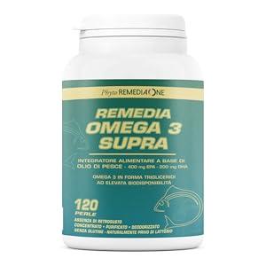 REMEDIA ONE Omega 3 Supra IFOS 5 Stelle, EPA DHA, Trigliceride, 120 Perle | 400 mg EPA e 200 mg DHA per la Funzione Cardiaca, in Forma Trigliceride, Olio di Pesce Purificato e Senza Retrogusto
