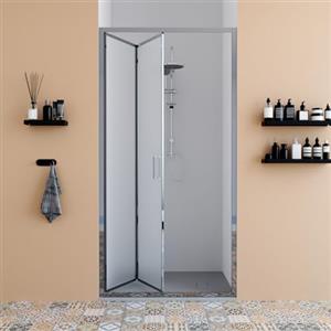 WITIT INTERIORS WITIT PARETE PORTA NICCHIA BOX DOCCIA BIFOLD IN VETRO OPACO SATINATO 6MM APERTURA A LIBRO SOFFIETTO DA 70 A 92 CM ALTEZZA 190 CM (70x190 cm)