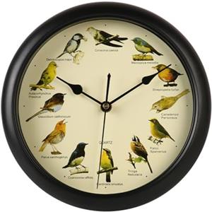 Syfunlv Orologio da parete silenzioso, canto degli uccelli, chic da parete, con 12 uccelli canori, foto naturali, decorazione per la casa, orologio decorativo, silenzioso, adatto per soggiorno e camera da