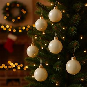 VARZI Set 18 Palline di Natale in Vetro con Finitura Lucida e Opaca Decorazioni Eleganti per Albero di Natale Colore Bianco Lana Raffinate e Luminose 4cm - Varzi dal 1956