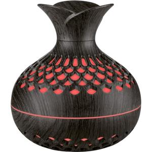 GANCEI Diffusore di oli essenziali, diffusore di aromi USB e umidificatore con luce LED a 7 colori, design a vaso con venature del legno, per rilassarsi, alleviare lo stress (scuro)