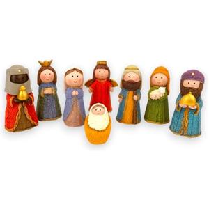KORAT Natività Bimbi con 8 Statuine da 12 cm in Resina - Presepe Colorato in Stile Infantile con Gesù Bambino, Maria, Giuseppe, Re Magi, Angelo e Pastore - Idea Regalo Natalizia con Box Decorativo