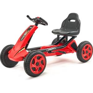 VEVOR Go-Kart, Veicolo a Pedali con Volante, Sedile Ergonomico Regolabile, Ruote Antiscivolo, Veicolo a Pedali Portatile con Manovella, Veicolo per Bambini 850 x 460 x 500 mm, Acciaio Carbonio Rosso