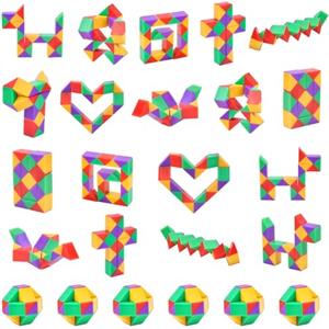Ainiv 24Pz Mini Colore Cubo di Serpente Giocattolo, Gadget Compleanno Bambini, 24 Blocchi Giocattolo Twist Cubo Puzzle, per Festa Compleanno Regalini Bambini Invitati Idea