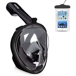 Emsmil Maschera per il viso integrale con supporto per boccaglio fotocamera gopro sotto la bandiera marina snorkeling traspirante anti-appannamento custodia per telefono impermeabile per adulti e