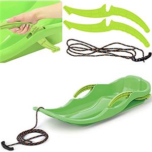 Prosperplast Slittino da neve per bambini, in plastica, per bambini, con fune e freno (verde)