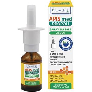 PHARMALIFE RESEARCH APIS med Propoli Spray Nasale 20 ml - Dispositivo medico con aloe vera, propolis, mirra, eucalipto, pino e menta