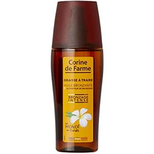 Corine de Farme Spray grasso per mungere olio abbronzante + attivatore abbronzante, per pelli opache o già abbronzate, intensifica l'abbronzatura, senza autoabbronzante, monoï tahiti, profumo delle