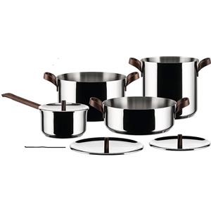 Alessi Edo Set di Pentole 7 Pezzi in Acciaio Inossidabile 18/10 con Rivestimento PVD Marrone, Design di Patricia Urquiola