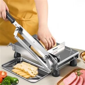 Huanyu Affettatrice per formaggio 1-55 mm di spessore Taglierina regolabile per formaggio a blocchi Affettatrice alimentare multifunzionale per burro, pane, salsiccia e verdure