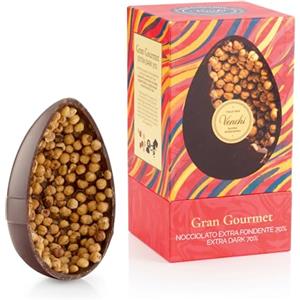 Venchi - Uovo di Cioccolato, Gusto Cioccolato Extra Fondente 70%, con "Nocciola Piemonte IGP" Intere, con Sorpresa, Senza Glutine, Vegano, 540 gr, Collezione Pasqua, Idea Regalo