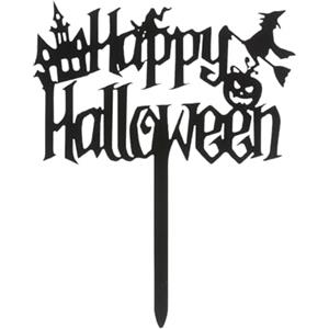 dekora - Cake Topper Halloween con strega e zucca - Decorazione halloween per dolci, torte, biscotti e cupcake -10 x 11 cm