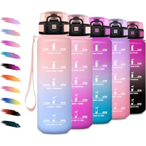 KollyKolla Borraccia 500ml, con Filtro senza Perdite, Bottiglia Acqua Sportiva con Indicatore del Tempo, Facile Pulizia, Motivazionale per Scuole, Campeggio, Viaggio, Corsa, Ufficio, Gym