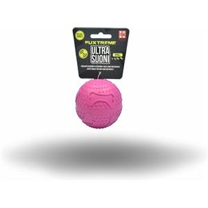 Ferribiella Fuxtreme Palla con Ossi a Ultrasuoni - Gioco per Cani di Taglia Piccola, 7,6 cm, Gomma Naturale, Squeaker Silenzioso e Gusto di Vaniglia