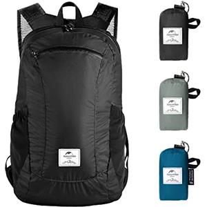 Naturehike Zaino pieghevole ultraleggero Zaino impermeabile in nylon 30D Zaino da escursionismo da 18 litri Adatto per passeggiate, trekking, ciclismo, sport, viaggi brevi Nero