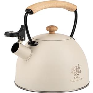 KARL HAUSMANN Bollitore Acqua per Induzione - 2.5L - Crema Bollitore Acciaio Inox non Elettrico - Teiera Fischio per Gas da Fornello - Tea Kettle Stove Induction
