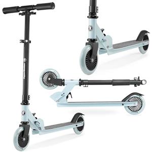 HyperMotion Monopattino Bambini 3-8 Anni, Modello WILLY a 2 Ruote, Manubrio Regolabile e Pieghevole, Pedana Antiscivolo, Ruote in Gomma, Portata 40 kg, Nero/Blu