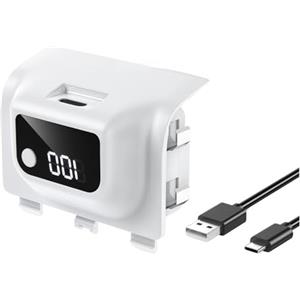 XUMIUZIY Batteria Ricaricabile per X box Series X/S, Batteria da 1400 MAh con Display LED, Cavo di Ricarica USB-C, 30 Ore di Riproduzione, 3-4 Ore di Ricarica Completa, Riproduzione (WHITE)