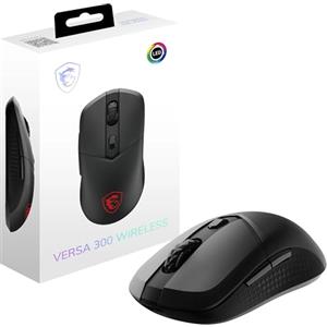 MSI VERSA 300 - Mouse da gioco wireless, sensore ottico 8000 DPI, frequenza di polling 1000 Hz, simmetrico, microinterruttori Click Kailh da 30 M+, 6 pulsanti, batteria da 50 ore, latenza 1 ms, RGB,