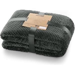 DecoKing Coperta Plaid Pile 70x150 cm per Letto Singolo Calda Accogliente e Spessa in Morbido Velluto Stile Scandinavo Per Letto Divano Sedia Tutte le Stagioni Grafite Henry