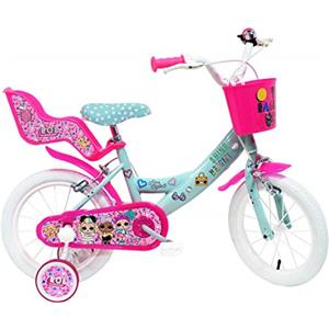 Denver Bike LOL - Bicicletta per bambini, 2 Freni, Rosa-Celeste, misura 14"