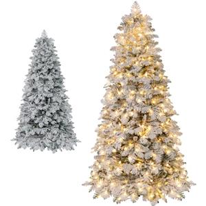 LIFEZEAL Albero di Natale Innevato con Luci Incorporate (210 cm)